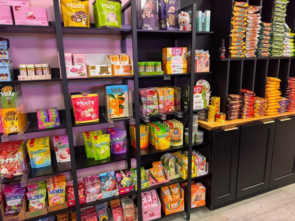 Korean and Asian snack shelves at Seoul Vibez mini market